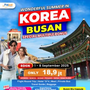 (Long Weekend) WONDERFUL KOREA BUSAN SUMMER FREE BUSAN SKY CAPSULE + LOTTE WORLD ADVENTURE + KTX POHANG TO SEOUL 1-8 September '25