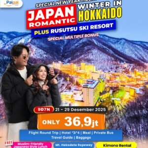 SPECIAL END OF YEAR HOLIDAY ROMANTIC WINTER HOKKAIDO MULTIPLE BONUS + RUSUTSU SKI RESORT BONUS KIMONO RENTAL + MT. HAKODATE ROPEWAY + OTARU CANAL CRUISE 21-29 Dec '25