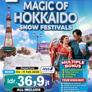 MAGIC OF JAPAN HOKKAIDO + SAPPORO ICE FESTIVAL + RUSUTSU SKI RESORT BONUS KIMONO RENTAL + SHOWA SHINZAN BEAR RANCH + OTARU CANAL CRUISE + ASAHIYAMA ZOO + SHIROI KOIBITO PARK 4-11 February '26