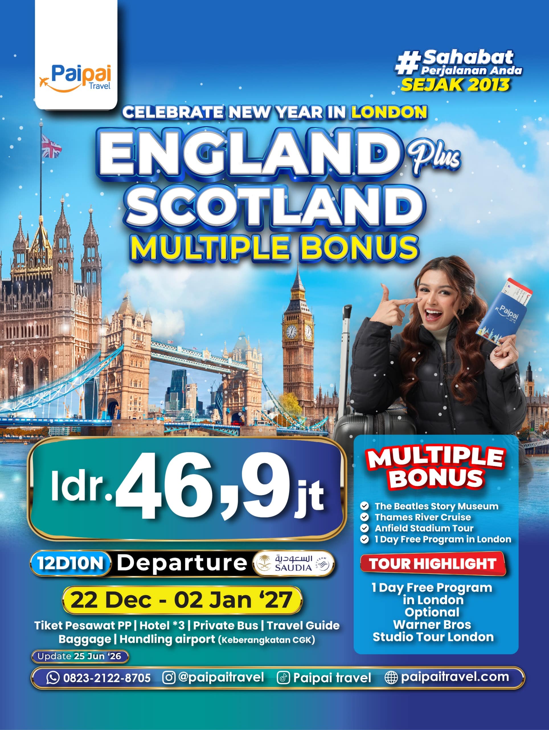Paket Tour England & Scotland UK | Natal & Tahun Baru di London
