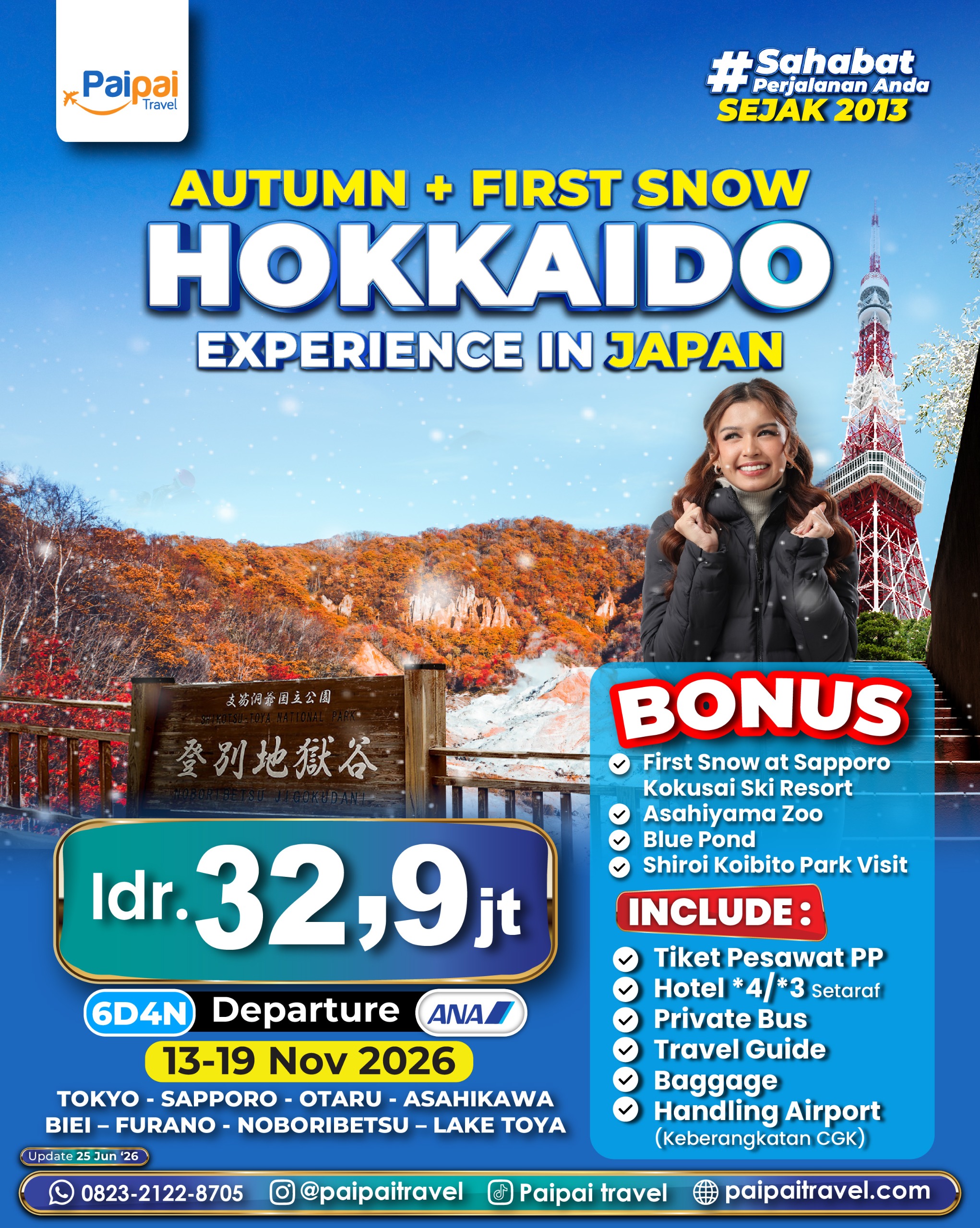 Paket Tour Hokkaido Jepang Autumn & First Snow November 2026