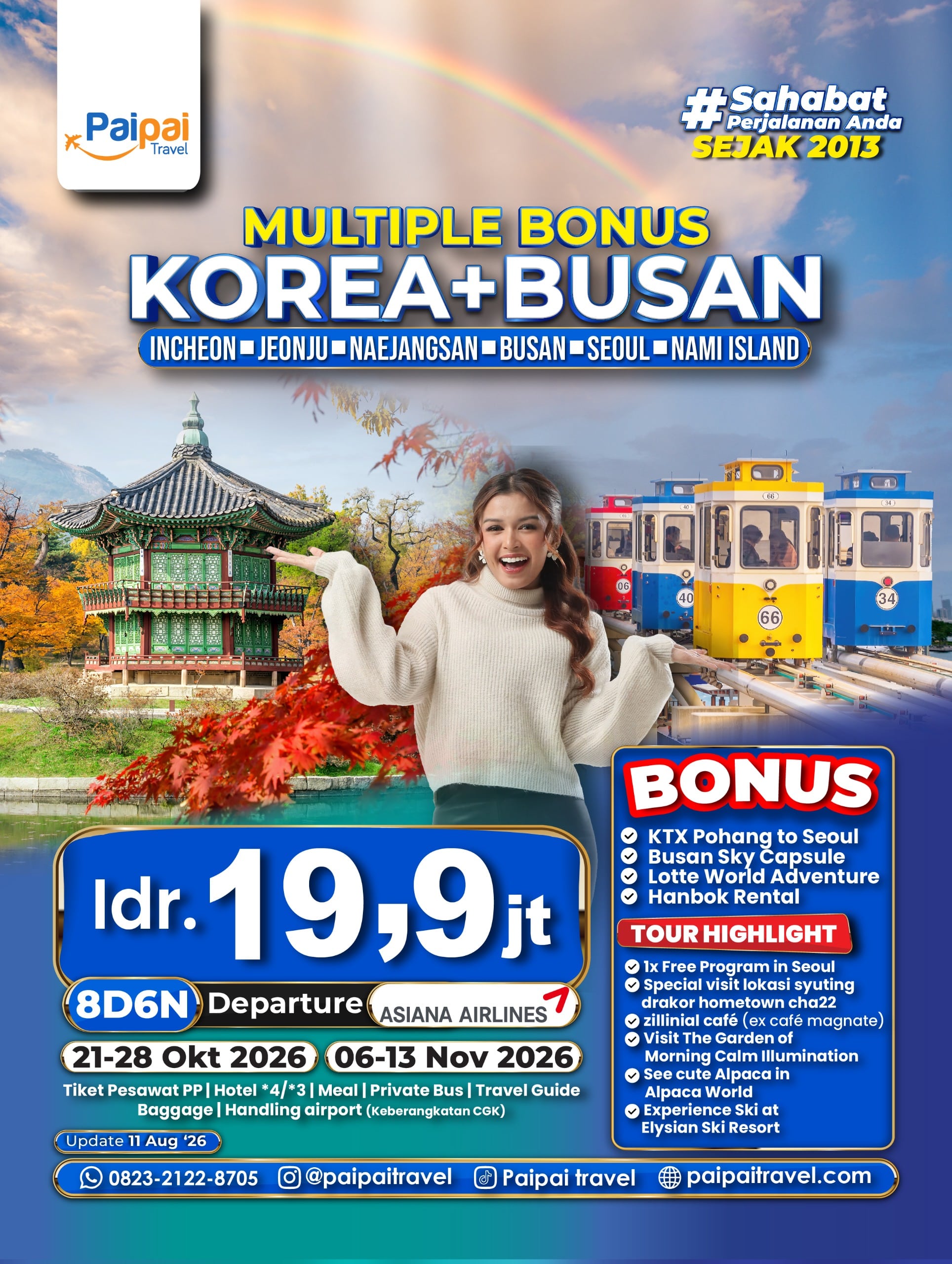 Tour Korea Musim Gugur 2026 Jeonju, Busan, Nami Island, Seoul